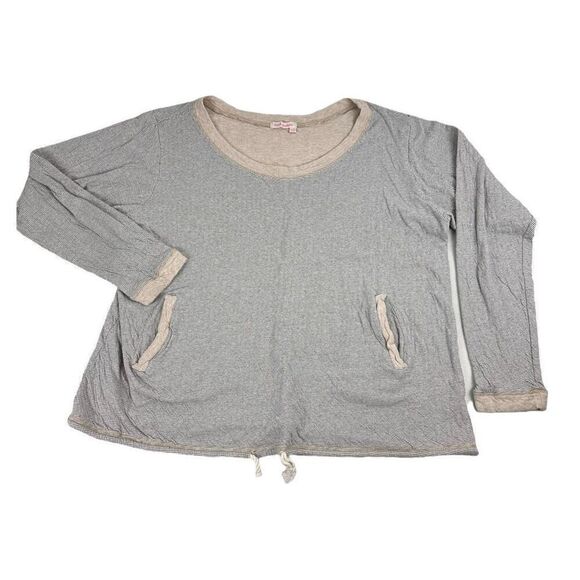 Fresh Produce Boat Neck Long Sleeve Fleece Sweatshirt Size XL XXL Gray White Str - Picture 1 of 7